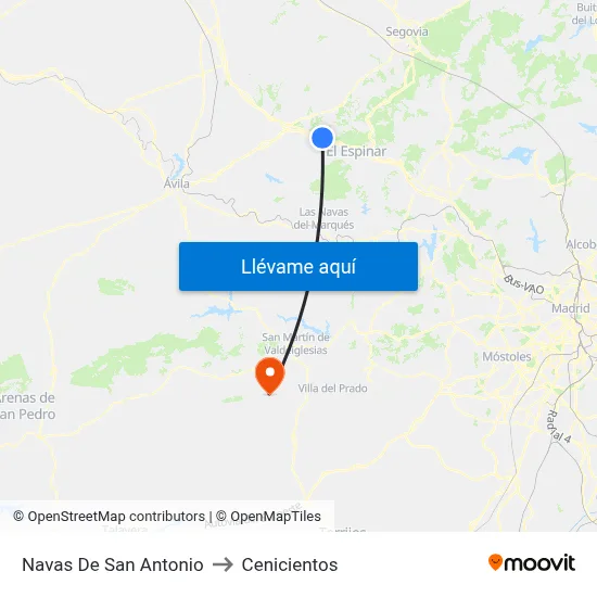 Navas De San Antonio to Cenicientos map