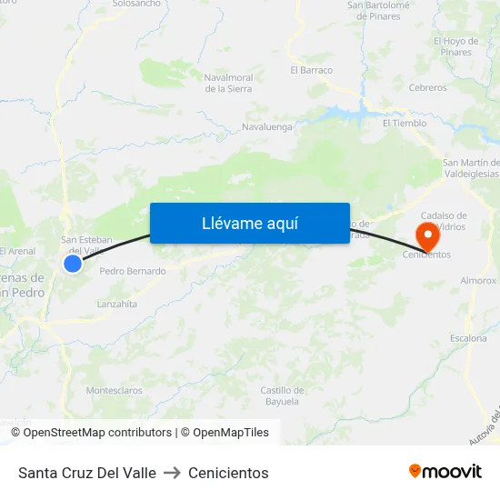 Santa Cruz Del Valle to Cenicientos map