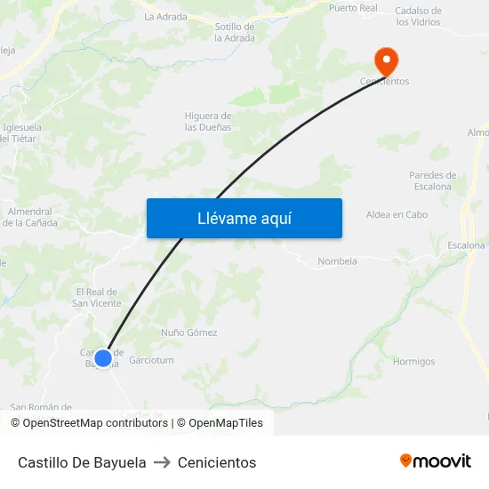 Castillo De Bayuela to Cenicientos map