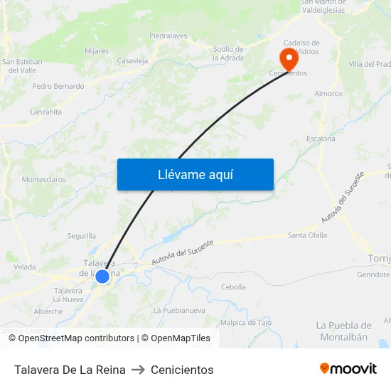 Talavera De La Reina to Cenicientos map