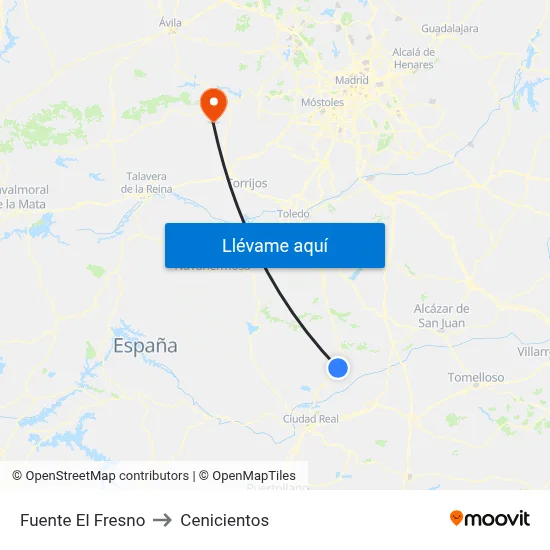 Fuente El Fresno to Cenicientos map