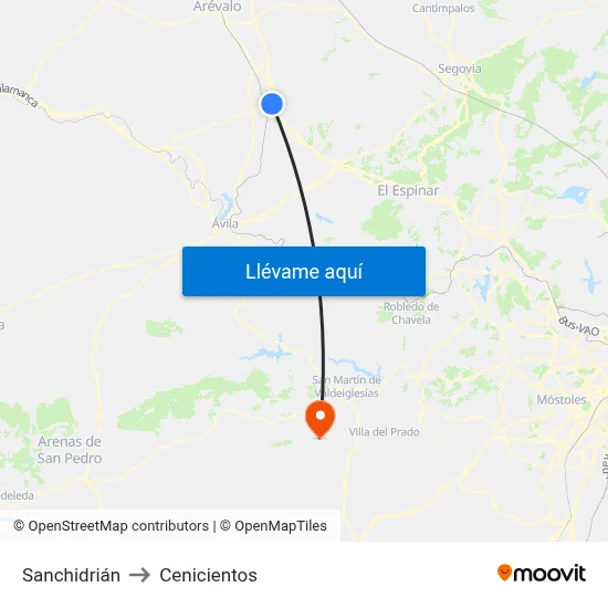 Sanchidrián to Cenicientos map