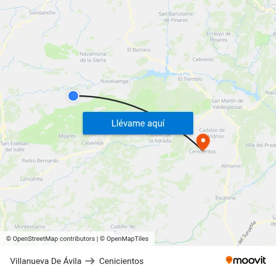 Villanueva De Ávila to Cenicientos map