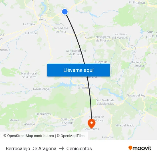 Berrocalejo De Aragona to Cenicientos map