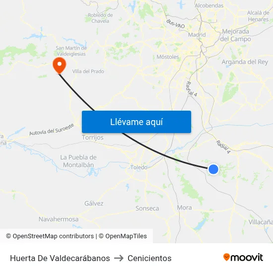Huerta De Valdecarábanos to Cenicientos map