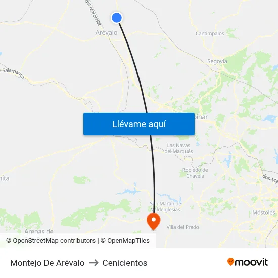 Montejo De Arévalo to Cenicientos map