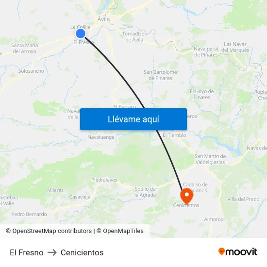 El Fresno to Cenicientos map
