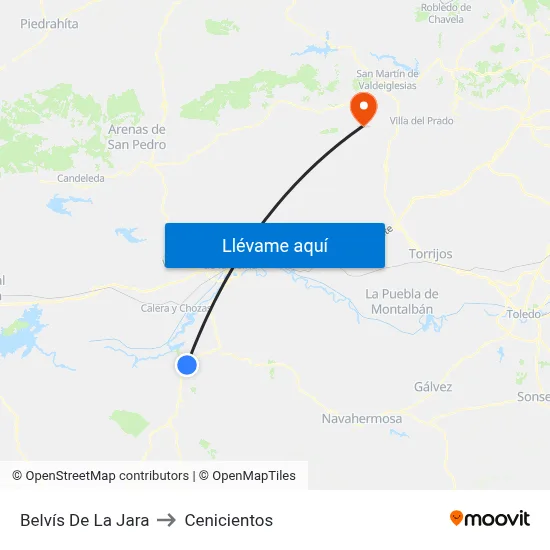 Belvís De La Jara to Cenicientos map