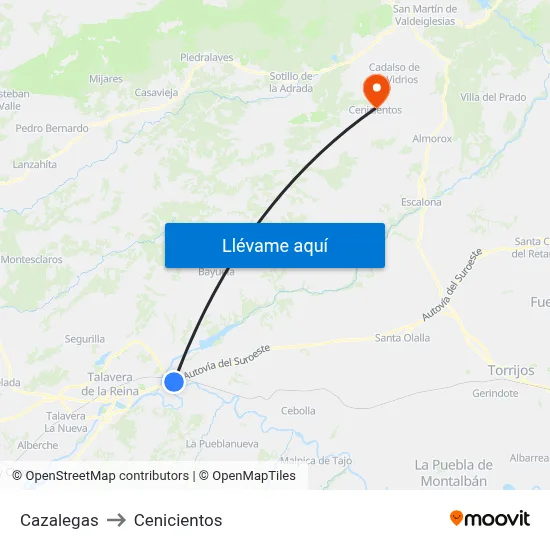 Cazalegas to Cenicientos map