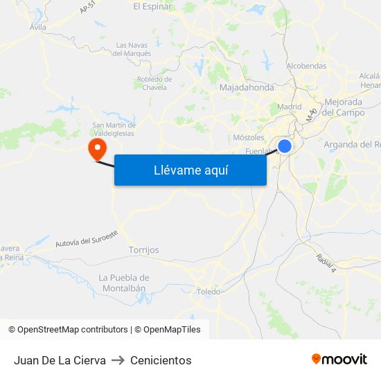 Juan De La Cierva to Cenicientos map