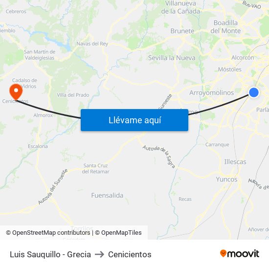 Luis Sauquillo - Grecia to Cenicientos map