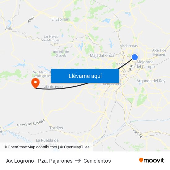 Av. Logroño - Pza. Pajarones to Cenicientos map