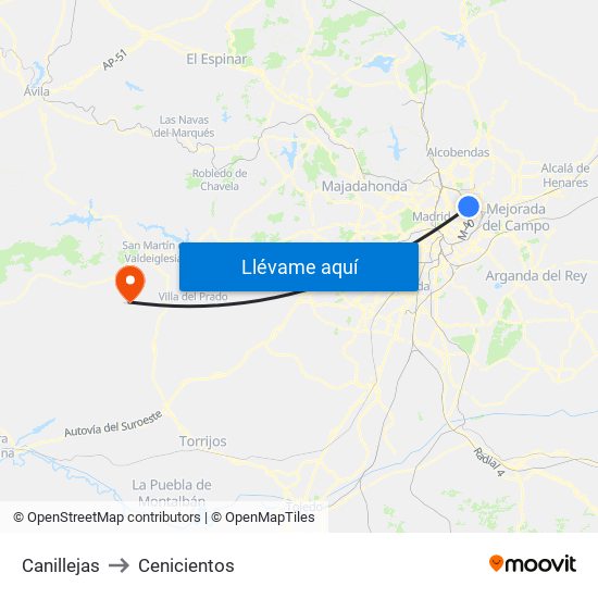 Canillejas to Cenicientos map