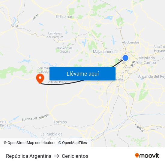 República Argentina to Cenicientos map