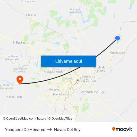 Yunquera De Henares to Navas Del Rey map