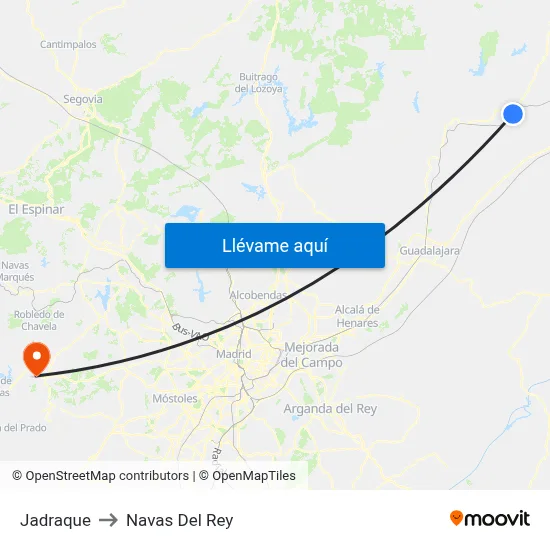 Jadraque to Navas Del Rey map