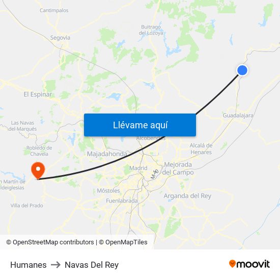 Humanes to Navas Del Rey map