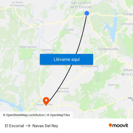 El Escorial to Navas Del Rey map