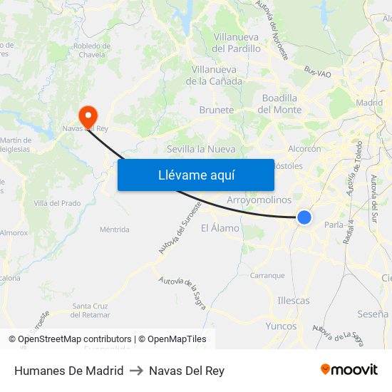 Humanes De Madrid to Navas Del Rey map