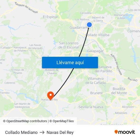 Collado Mediano to Navas Del Rey map