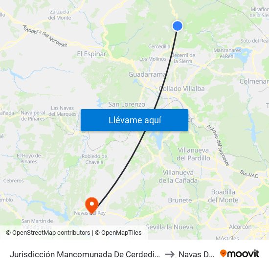 Jurisdicción Mancomunada De Cerdedilla Y Navacerrada to Navas Del Rey map