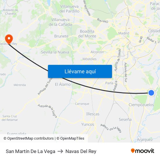 San Martín De La Vega to Navas Del Rey map