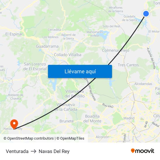 Venturada to Navas Del Rey map