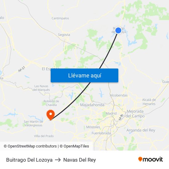 Buitrago Del Lozoya to Navas Del Rey map