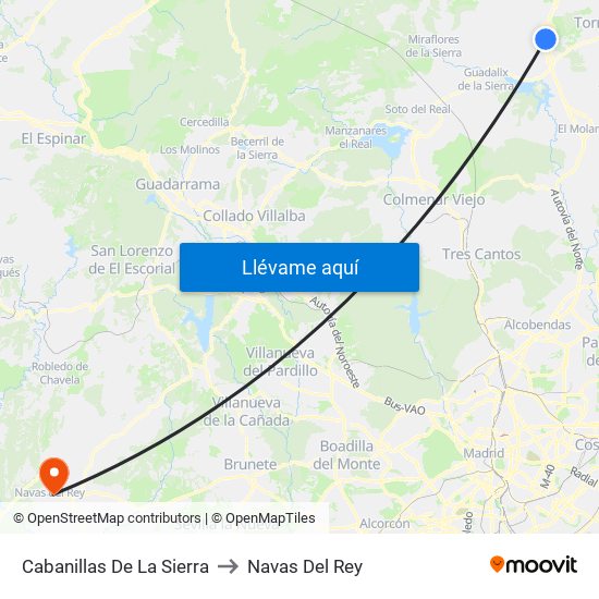 Cabanillas De La Sierra to Navas Del Rey map