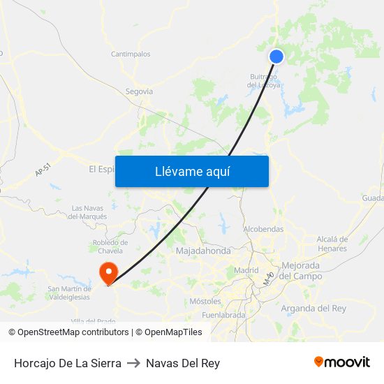 Horcajo De La Sierra to Navas Del Rey map