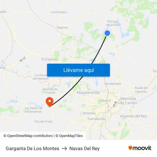 Garganta De Los Montes to Navas Del Rey map