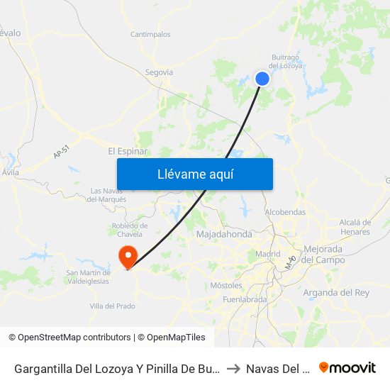 Gargantilla Del Lozoya Y Pinilla De Buitrago to Navas Del Rey map