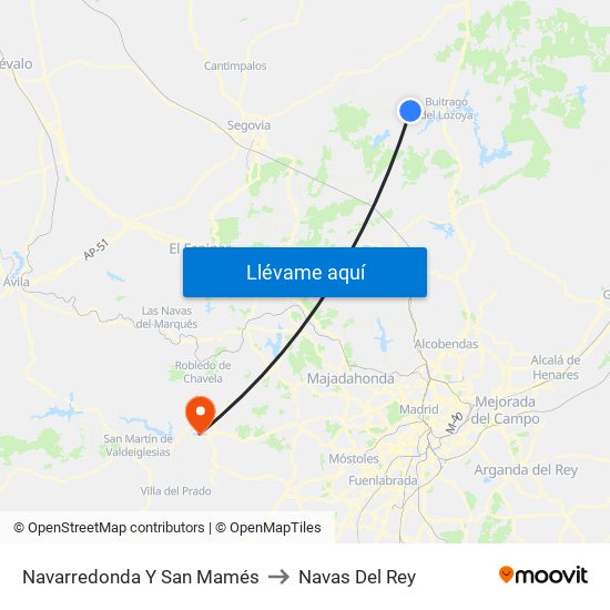 Navarredonda Y San Mamés to Navas Del Rey map