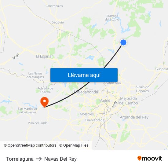 Torrelaguna to Navas Del Rey map