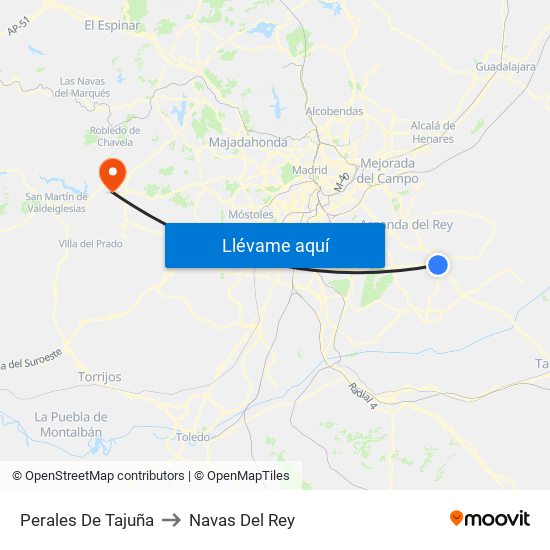 Perales De Tajuña to Navas Del Rey map