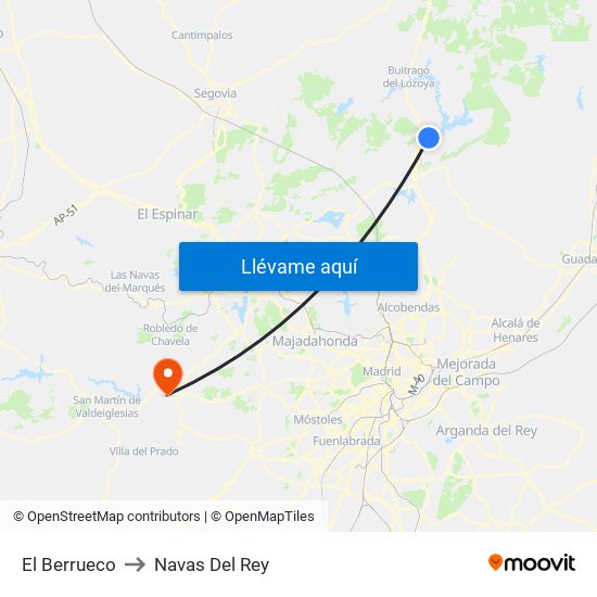 El Berrueco to Navas Del Rey map