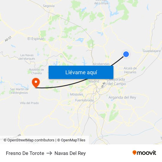 Fresno De Torote to Navas Del Rey map