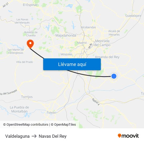 Valdelaguna to Navas Del Rey map