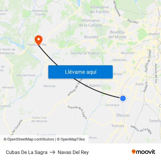 Cubas De La Sagra to Navas Del Rey map