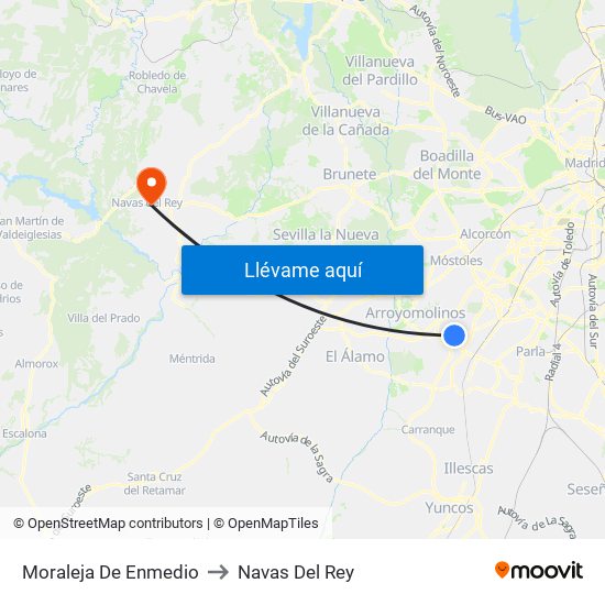 Moraleja De Enmedio to Navas Del Rey map