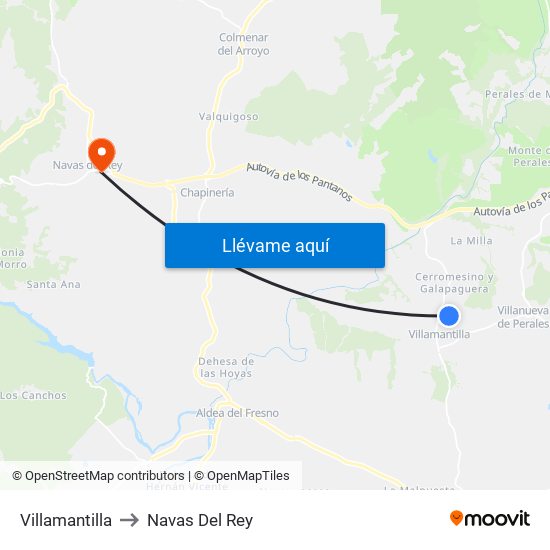Villamantilla to Navas Del Rey map