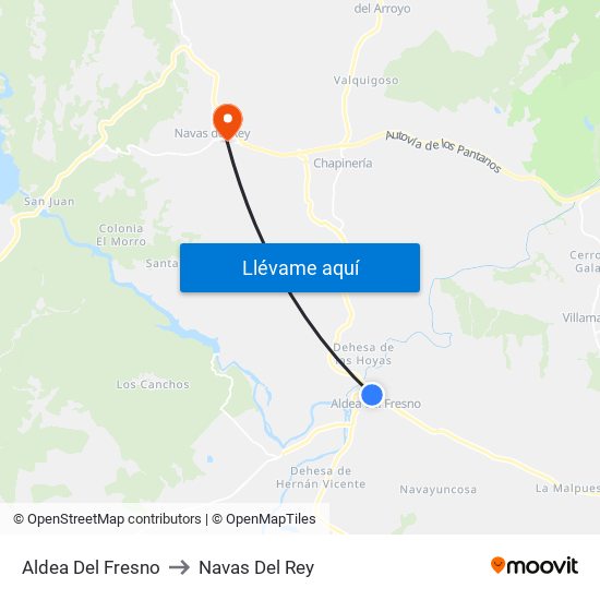 Aldea Del Fresno to Navas Del Rey map