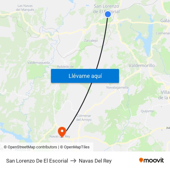 San Lorenzo De El Escorial to Navas Del Rey map