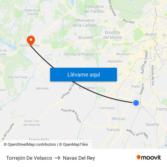 Torrejón De Velasco to Navas Del Rey map
