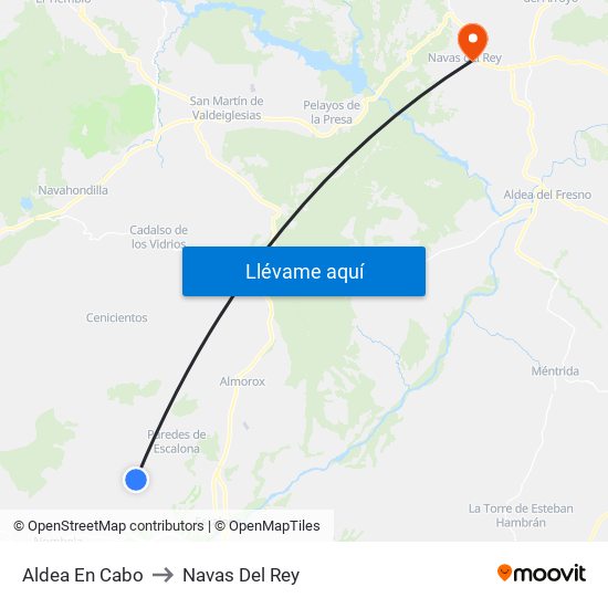 Aldea En Cabo to Navas Del Rey map