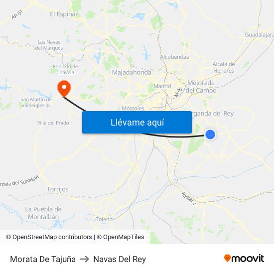 Morata De Tajuña to Navas Del Rey map