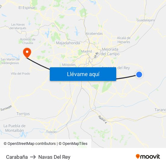 Carabaña to Navas Del Rey map