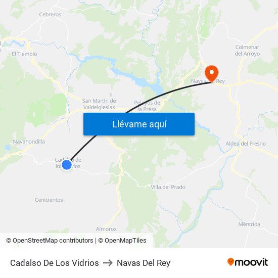 Cadalso De Los Vidrios to Navas Del Rey map