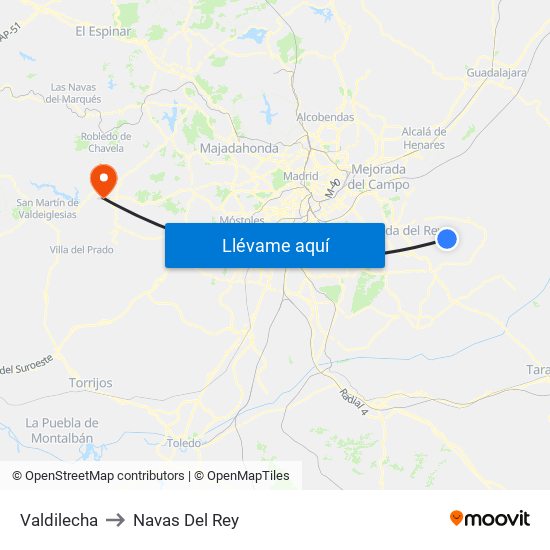 Valdilecha to Navas Del Rey map