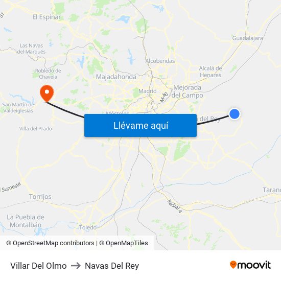 Villar Del Olmo to Navas Del Rey map